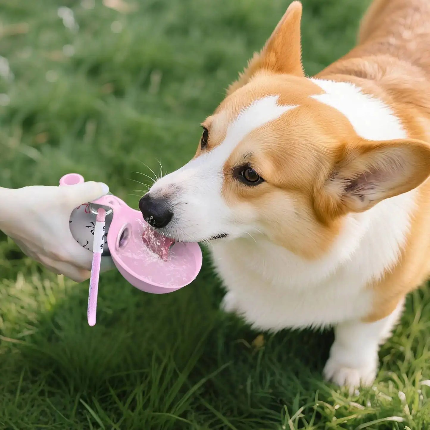 Botella de Agua de Acero Inoxidable para Perros, Plegable, Portátil, con Correa y Gancho, a Prueba de Fugas, para Paseos al Aire Libre